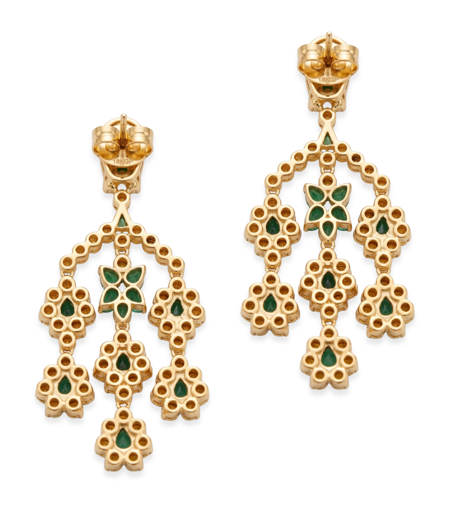 Rear View of Ragini Dangle Earrings Jewelry for Pierced Ears 18k Gold Plated 925 Sterling Silver One Size 39.2gms