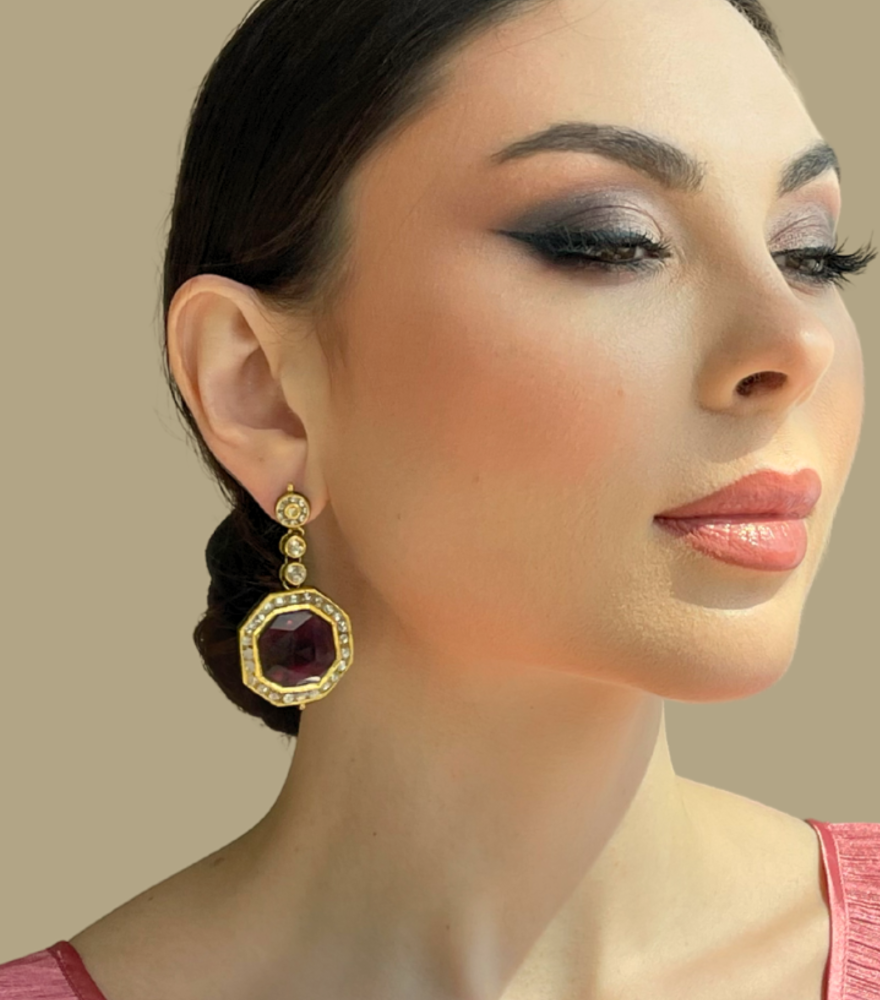 Naina Single Cut Polki Diamond Earrings in 18k Gold