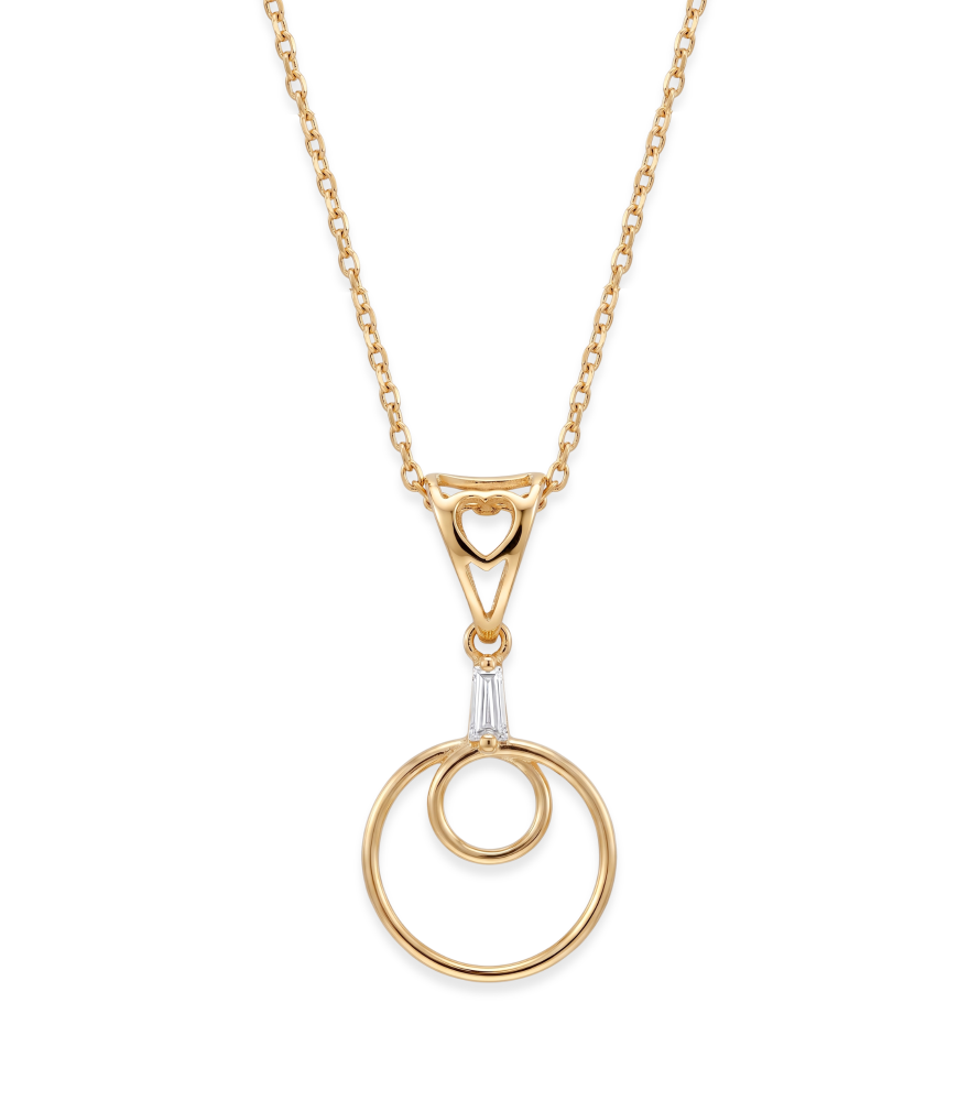 Front View of René Round Pendant in 18k Gold Fixed Length Yellow with Hallmark Stamp Metal One Size 1.3gms