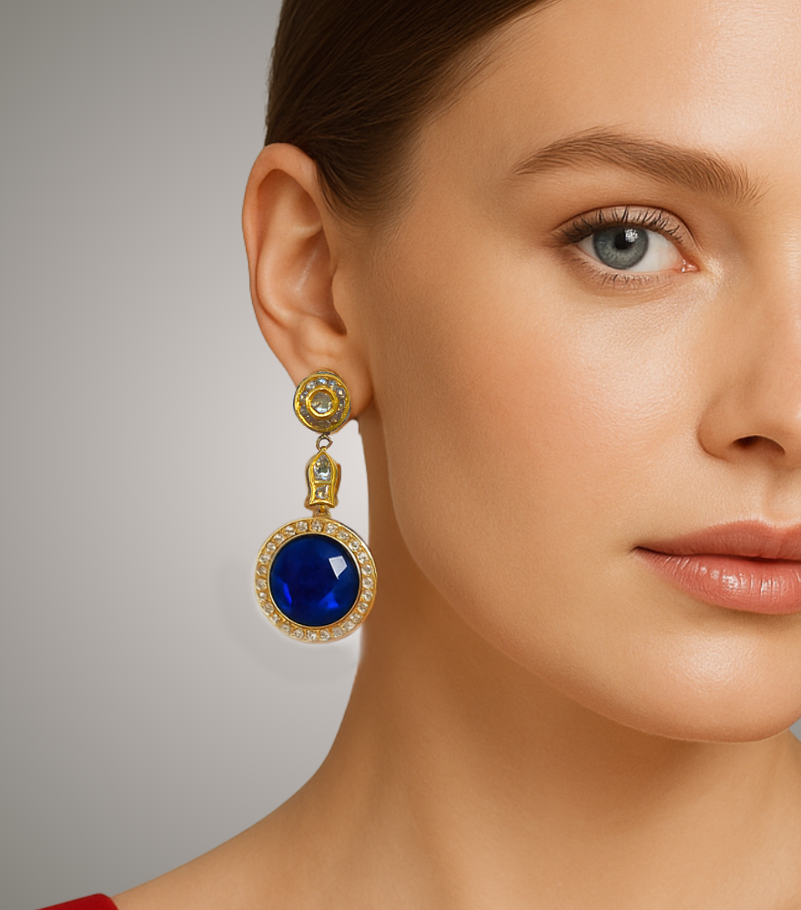 Chhavi Single Cut Polki Diamonds Earrings in Gold